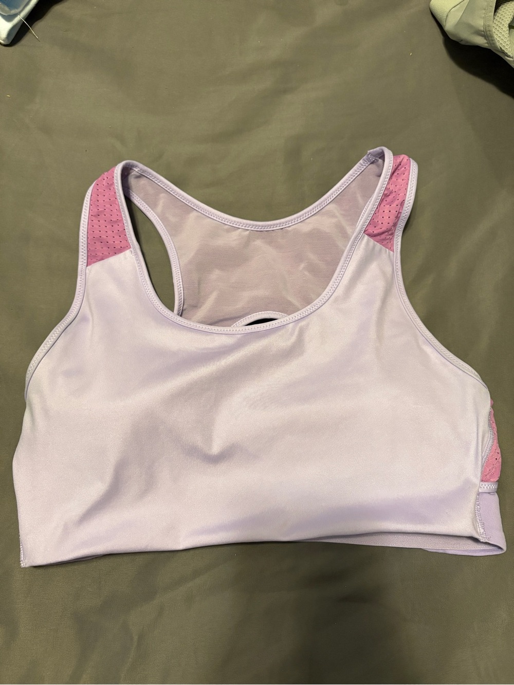 Fabletics Lavender Sports Bra with Pink Accents